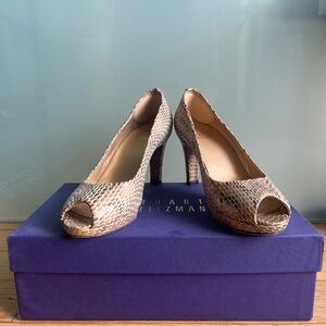 Stuart Weitzman Women's Peep Toe Heels - Snake Print